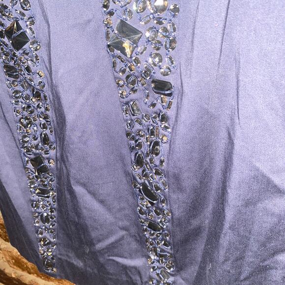 French Connection Vintage Y2k Blue Beaded Embellished Strapless Dress Size 4 - Picture 5 of 8